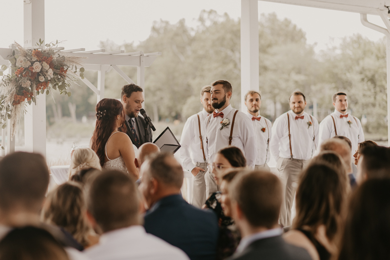 Amazing waterfront wedding ceremony at The Anchor Inn in Pasadena, Maryland by Britney Clause Photography