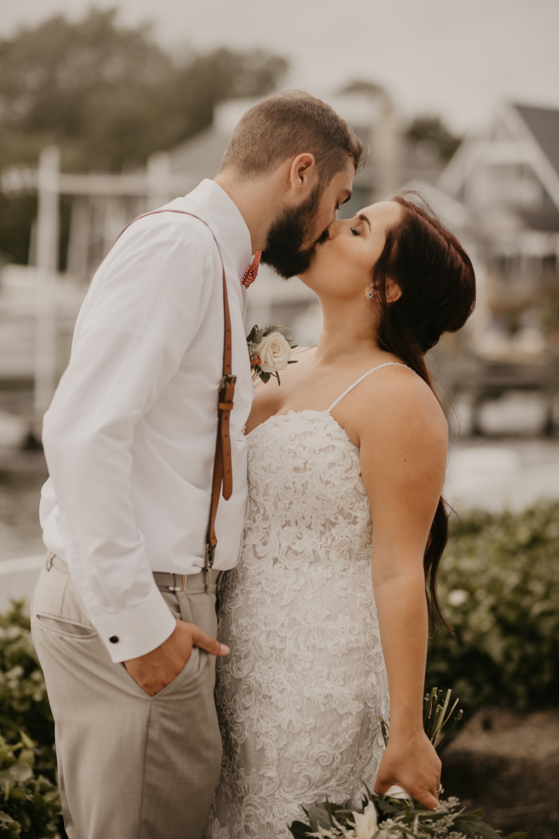 Stunning bride and groom wedding portraits at The Anchor Inn in Pasadena, Maryland by Britney Clause Photography