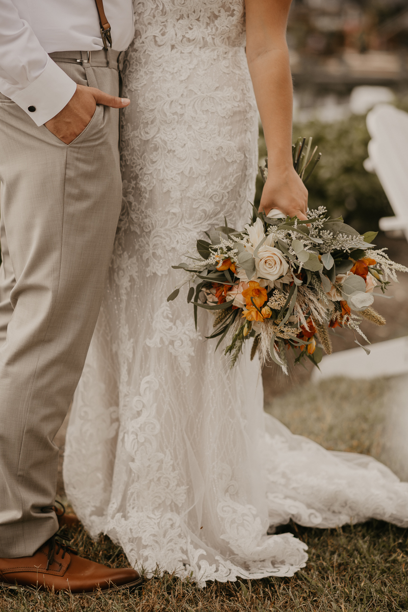 Stunning bride and groom wedding portraits at The Anchor Inn in Pasadena, Maryland by Britney Clause Photography