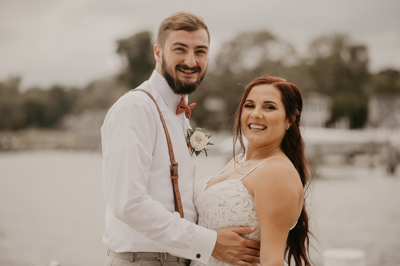 Stunning bride and groom wedding portraits at The Anchor Inn in Pasadena, Maryland by Britney Clause Photography