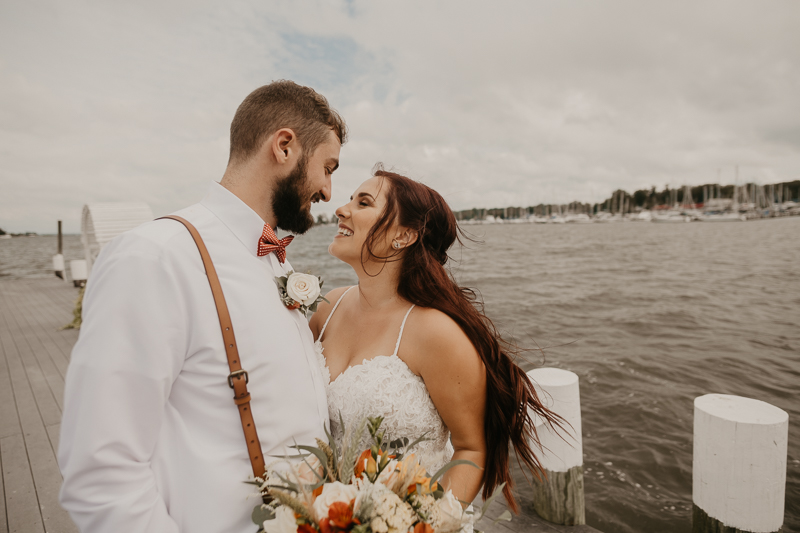 Stunning bride and groom wedding portraits at The Anchor Inn in Pasadena, Maryland by Britney Clause Photography