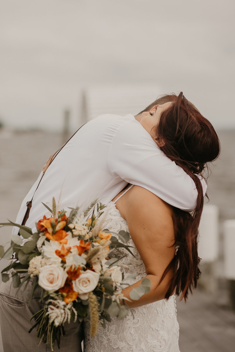 Stunning bride and groom wedding portraits at The Anchor Inn in Pasadena, Maryland by Britney Clause Photography