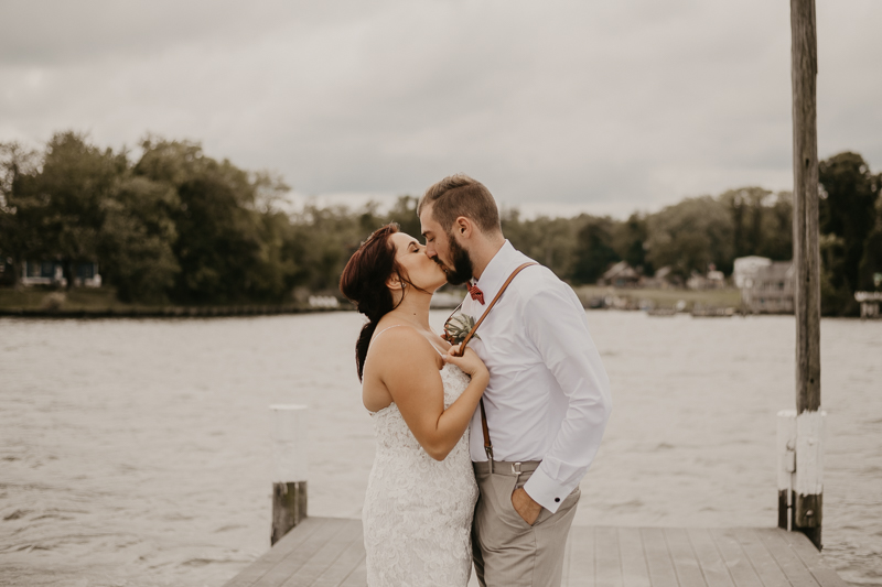 Stunning bride and groom wedding portraits at The Anchor Inn in Pasadena, Maryland by Britney Clause Photography