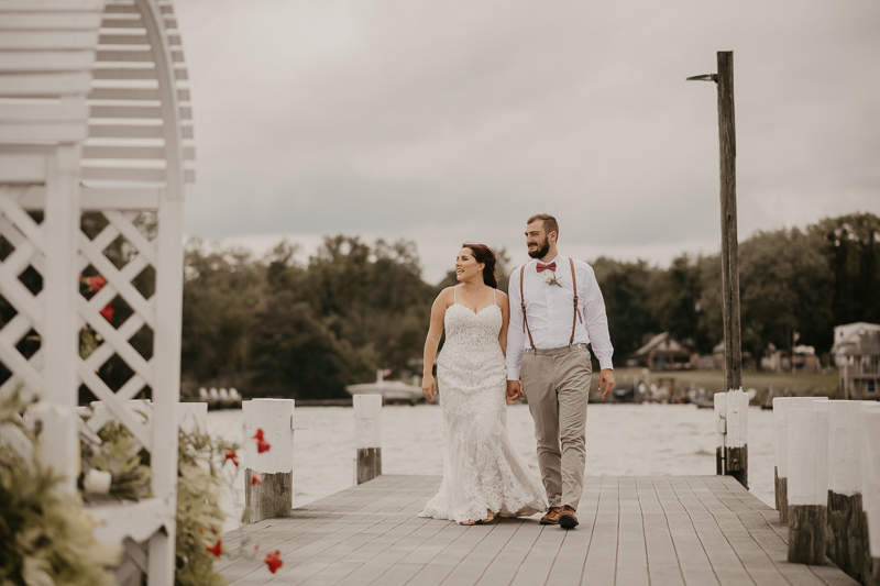 Stunning bride and groom wedding portraits at The Anchor Inn in Pasadena, Maryland by Britney Clause Photography