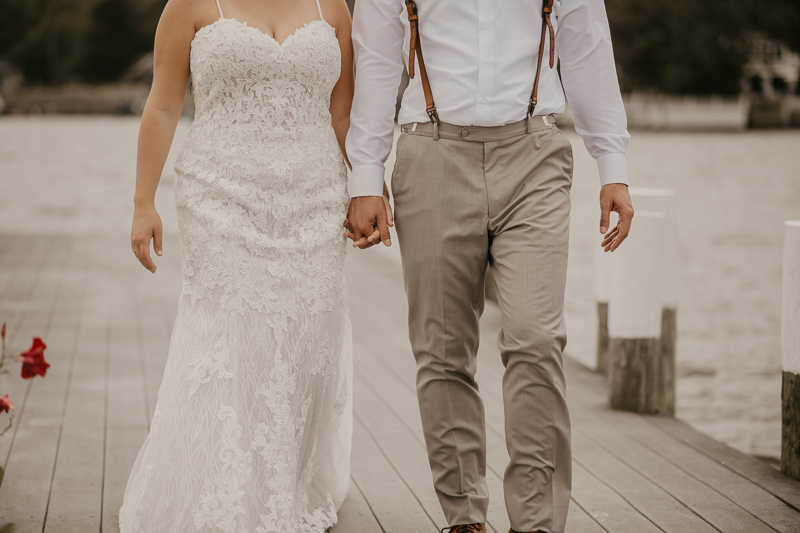 Stunning bride and groom wedding portraits at The Anchor Inn in Pasadena, Maryland by Britney Clause Photography