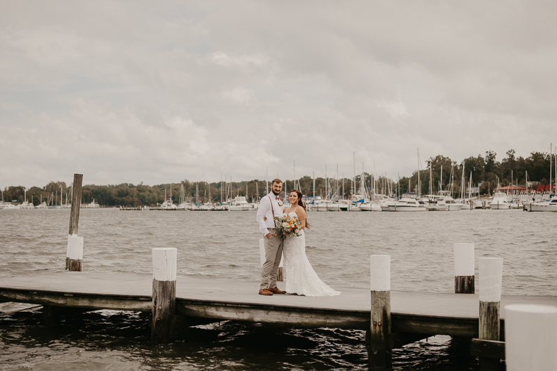 Stunning bride and groom wedding portraits at The Anchor Inn in Pasadena, Maryland by Britney Clause Photography