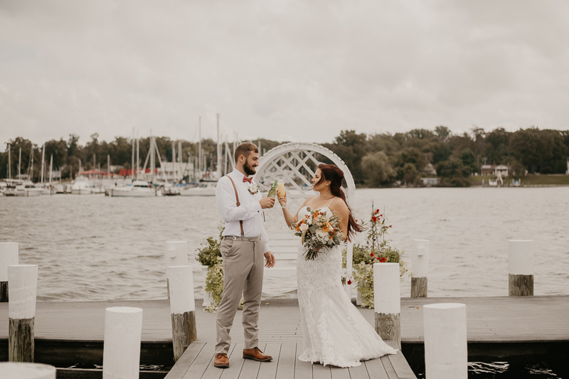 Stunning bride and groom wedding portraits at The Anchor Inn in Pasadena, Maryland by Britney Clause Photography