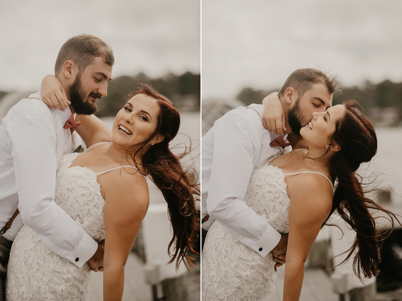 Stunning bride and groom wedding portraits at The Anchor Inn in Pasadena, Maryland by Britney Clause Photography