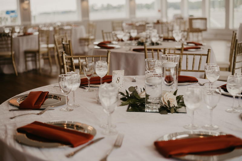 Gorgeous centerpieces and florals by Maher's Florist at The Anchor Inn in Pasadena, Maryland by Britney Clause Photography