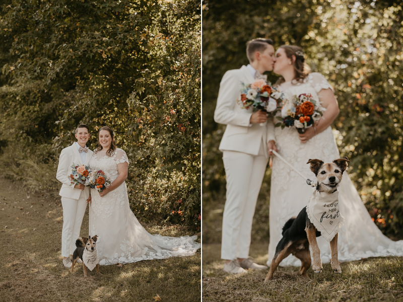 Stunning bride and bride wedding portraits at Kylan Barn in Delmar, Maryland by Britney Clause Photography