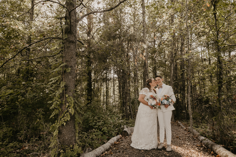 Stunning bride and bride wedding portraits at Kylan Barn in Delmar, Maryland by Britney Clause Photography