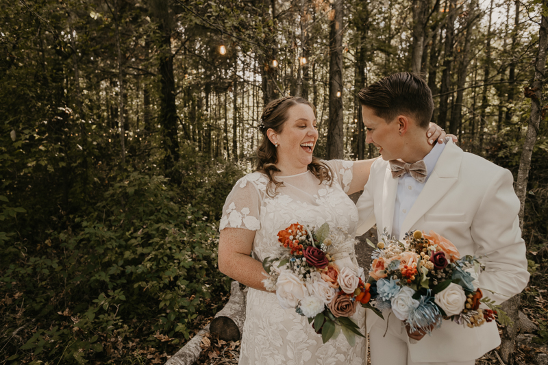 Stunning bride and bride wedding portraits at Kylan Barn in Delmar, Maryland by Britney Clause Photography