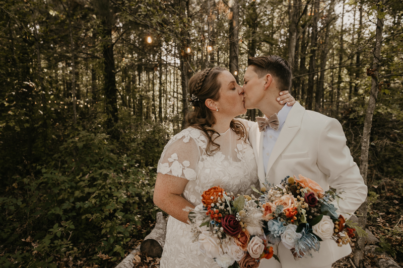 Stunning bride and bride wedding portraits at Kylan Barn in Delmar, Maryland by Britney Clause Photography