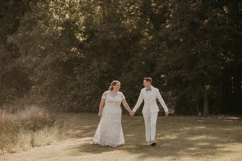 Stunning bride and bride wedding portraits at Kylan Barn in Delmar, Maryland by Britney Clause Photography