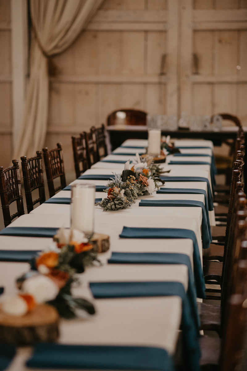 Magical DIY wedding reception decor at Kylan Barn in Delmar, Maryland by Britney Clause Photography