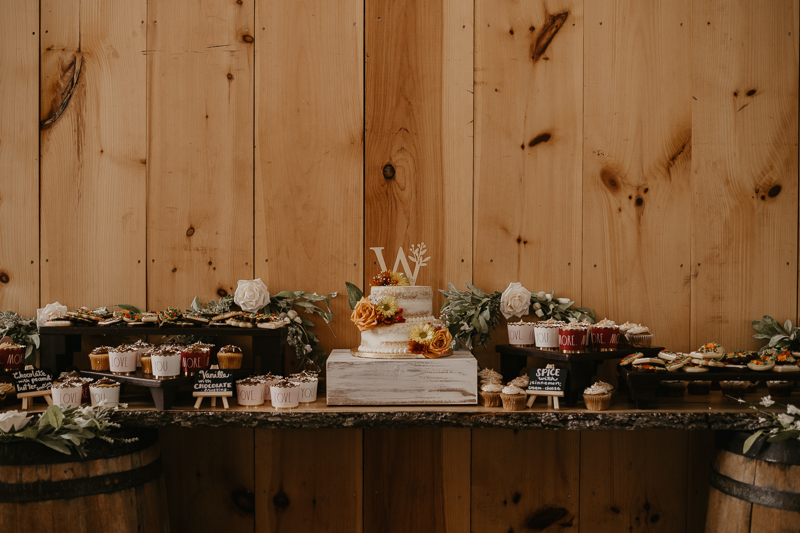 Magical DIY wedding reception decor at Kylan Barn in Delmar, Maryland by Britney Clause Photography