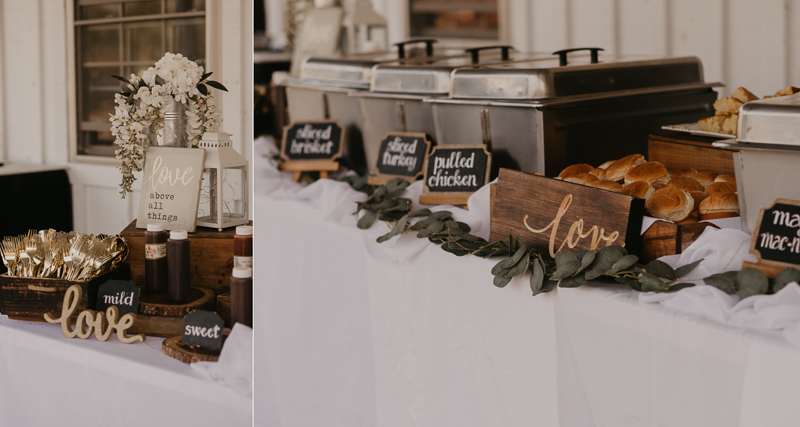 Magical DIY wedding reception decor at Kylan Barn in Delmar, Maryland by Britney Clause Photography