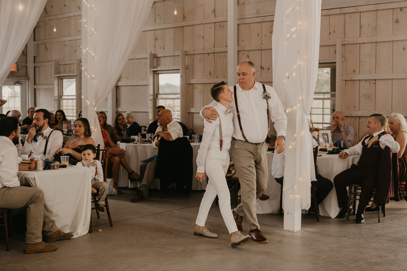 A fun wedding reception at Kylan Barn in Delmar, Maryland by Britney Clause Photography