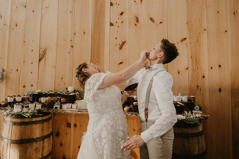 A fun wedding reception at Kylan Barn in Delmar, Maryland by Britney Clause Photography