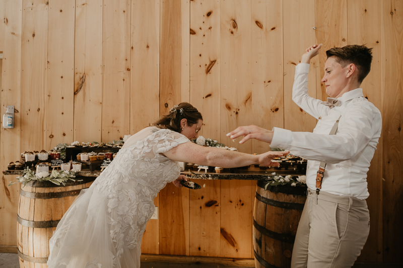 A fun wedding reception at Kylan Barn in Delmar, Maryland by Britney Clause Photography