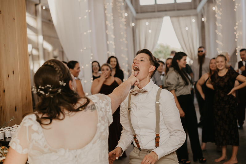 A fun wedding reception at Kylan Barn in Delmar, Maryland by Britney Clause Photography