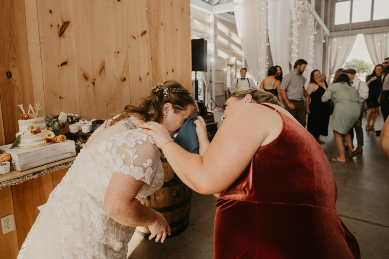 A fun wedding reception at Kylan Barn in Delmar, Maryland by Britney Clause Photography