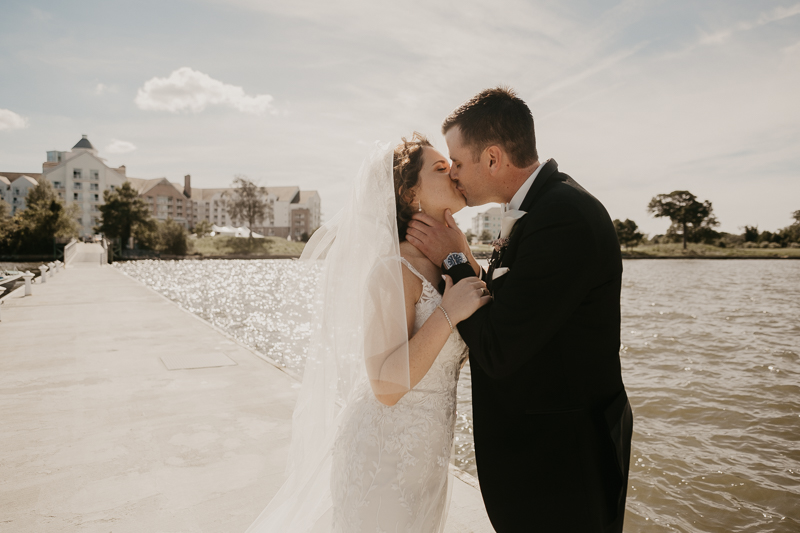 Stunning bride and groom wedding portraits at The Hyatt Regency Chesapeake Bay, Maryland by Britney Clause Photography