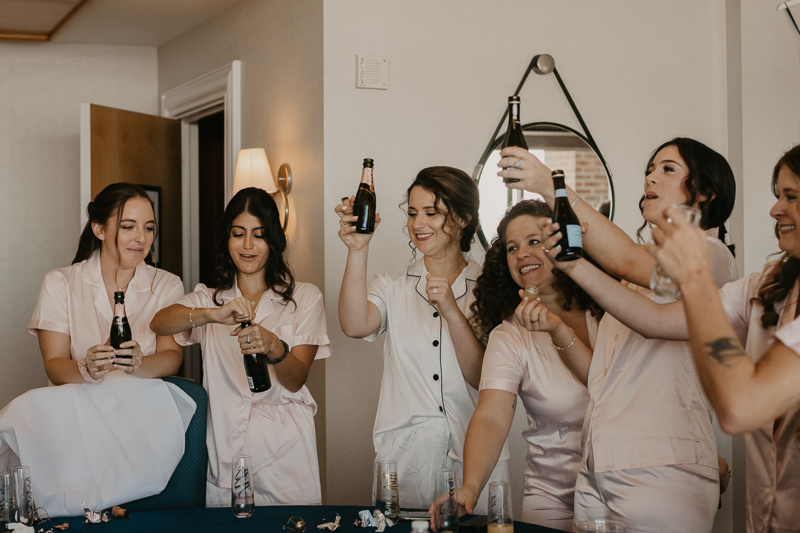 A bride getting ready for her wedding at The Hyatt Regency Chesapeake Bay, Maryland by Britney Clause Photography