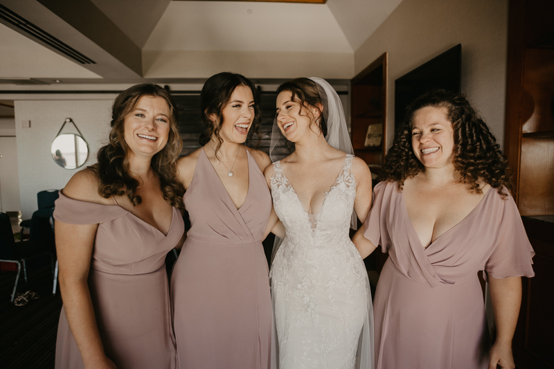 A bride getting ready for her wedding at The Hyatt Regency Chesapeake Bay, Maryland by Britney Clause Photography