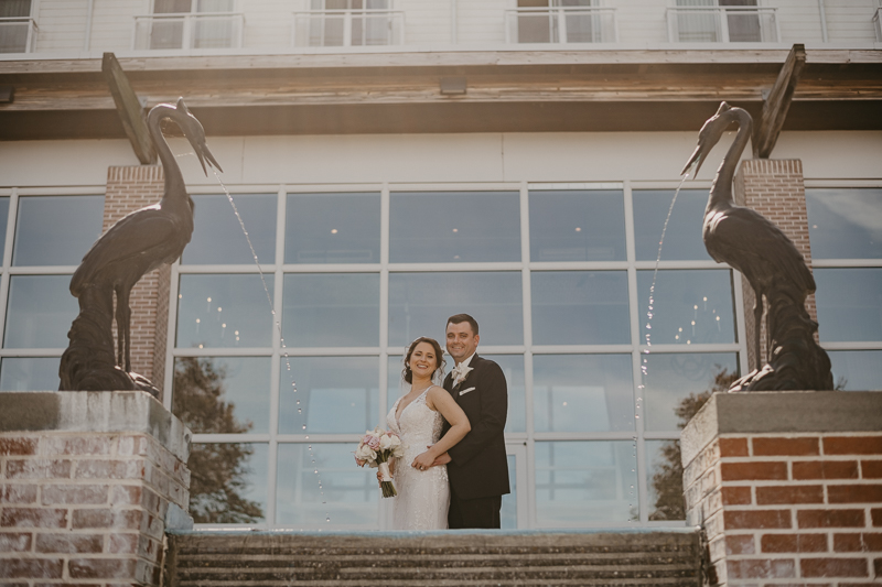 Stunning bride and groom wedding portraits at The Hyatt Regency Chesapeake Bay, Maryland by Britney Clause Photography