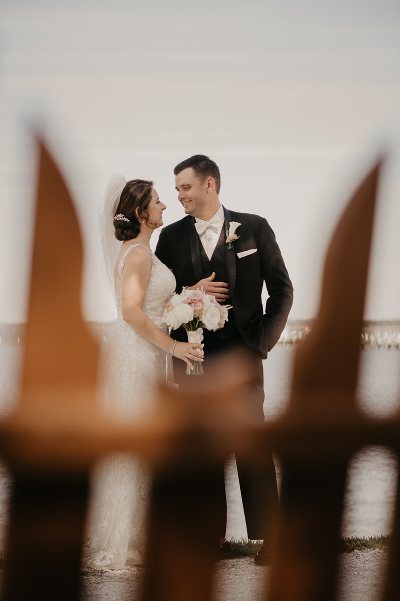 Stunning bride and groom wedding portraits at The Hyatt Regency Chesapeake Bay, Maryland by Britney Clause Photography