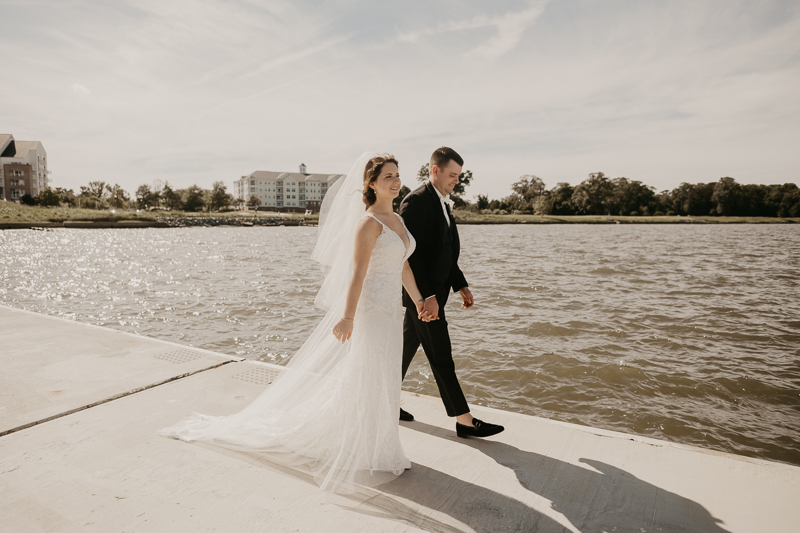 Stunning bride and groom wedding portraits at The Hyatt Regency Chesapeake Bay, Maryland by Britney Clause Photography