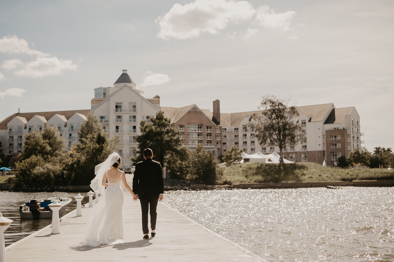 Stunning bride and groom wedding portraits at The Hyatt Regency Chesapeake Bay, Maryland by Britney Clause Photography
