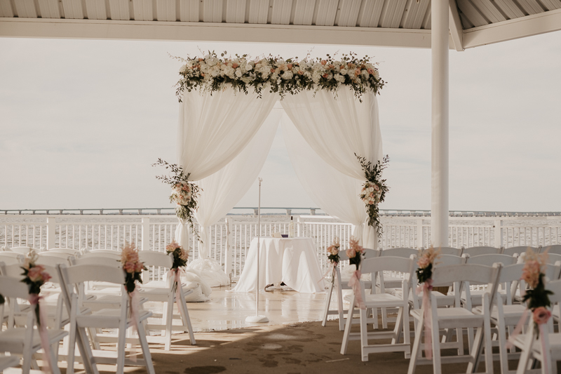 Amazing wedding ceremony detail florals by Belles Fleurs at The Hyatt Regency Chesapeake Bay, Maryland by Britney Clause Photography