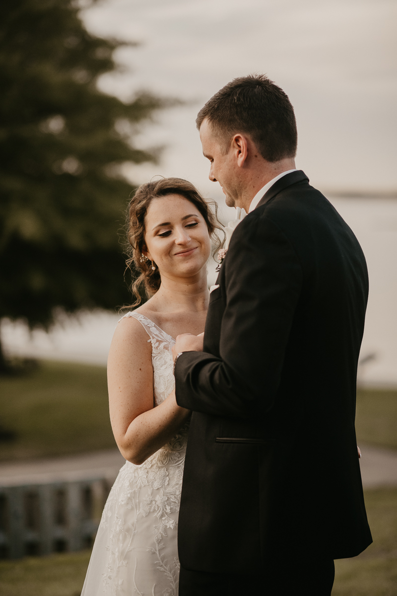 Stunning bride and groom wedding portraits at The Hyatt Regency Chesapeake Bay, Maryland by Britney Clause Photography