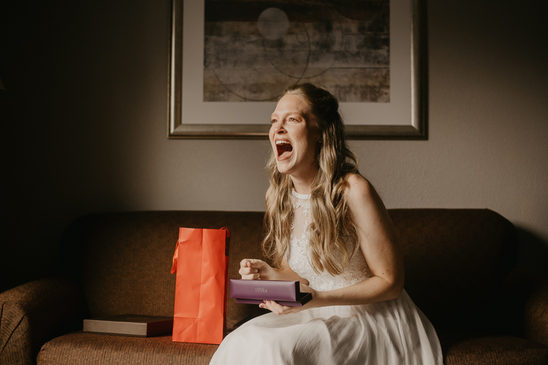 A bride getting ready for her wedding at the Vineyards of Mary's Meadow in Darlington, Maryland by Britney Clause Photography