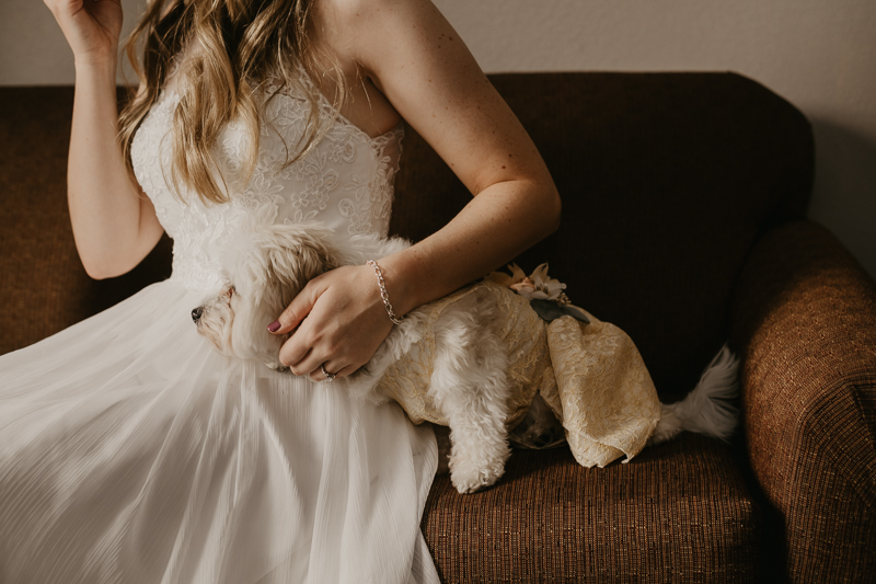 A bride getting ready for her wedding at the Vineyards of Mary's Meadow in Darlington, Maryland by Britney Clause Photography