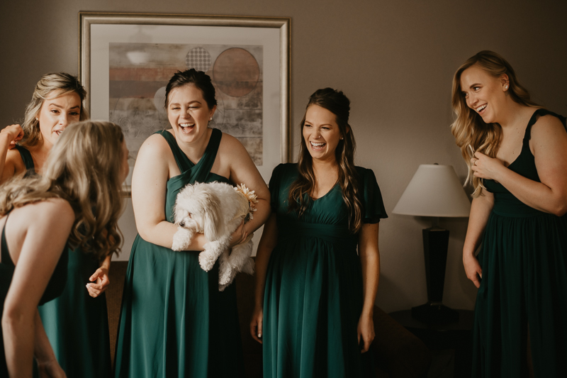 A bride getting ready for her wedding at the Vineyards of Mary's Meadow in Darlington, Maryland by Britney Clause Photography