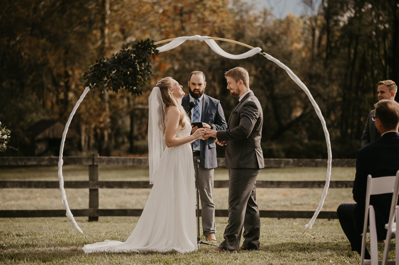 Amazing vineyard wedding ceremony at the Vineyards of Mary's Meadow in Darlington, Maryland by Britney Clause Photography