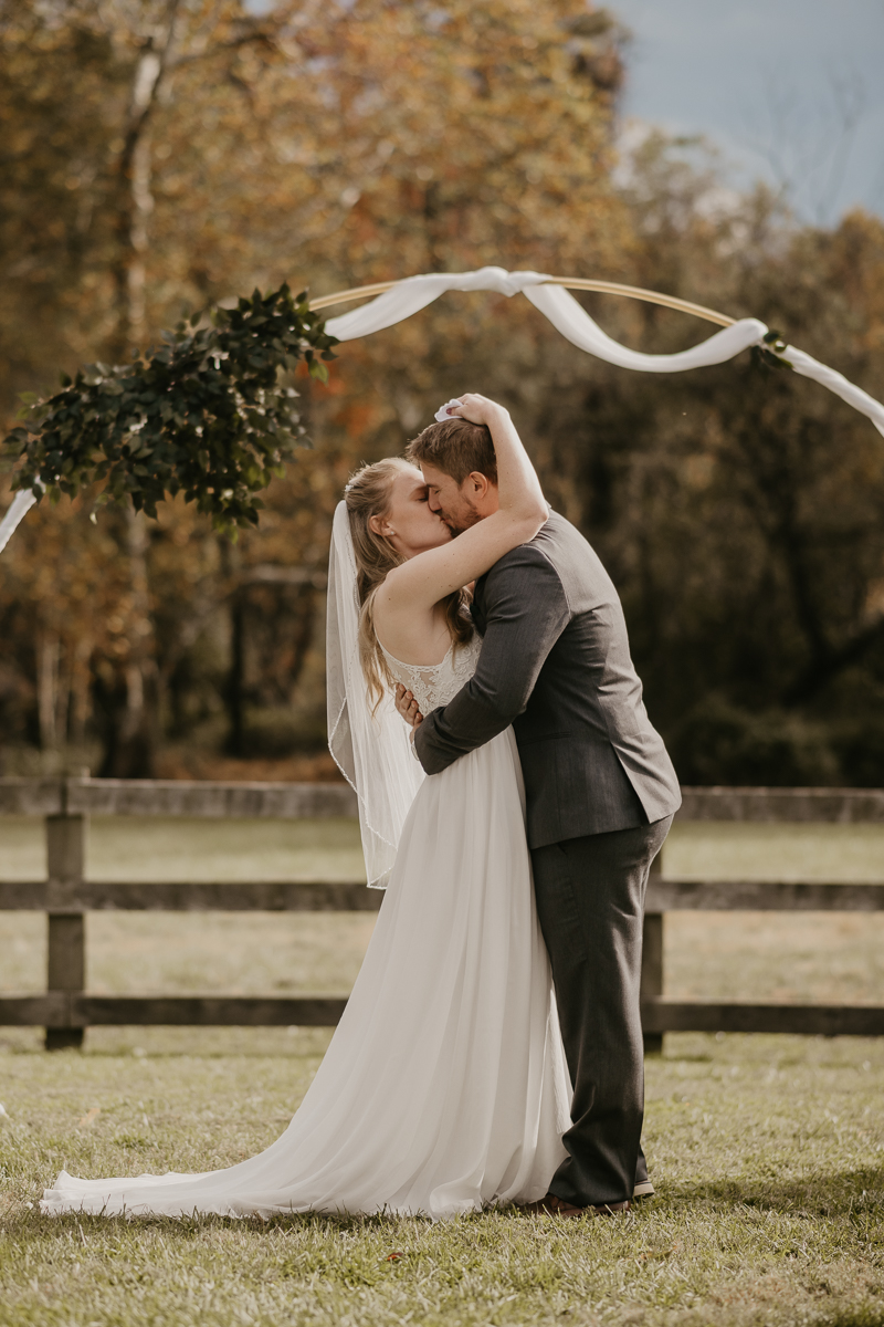 Amazing vineyard wedding ceremony at the Vineyards of Mary's Meadow in Darlington, Maryland by Britney Clause Photography