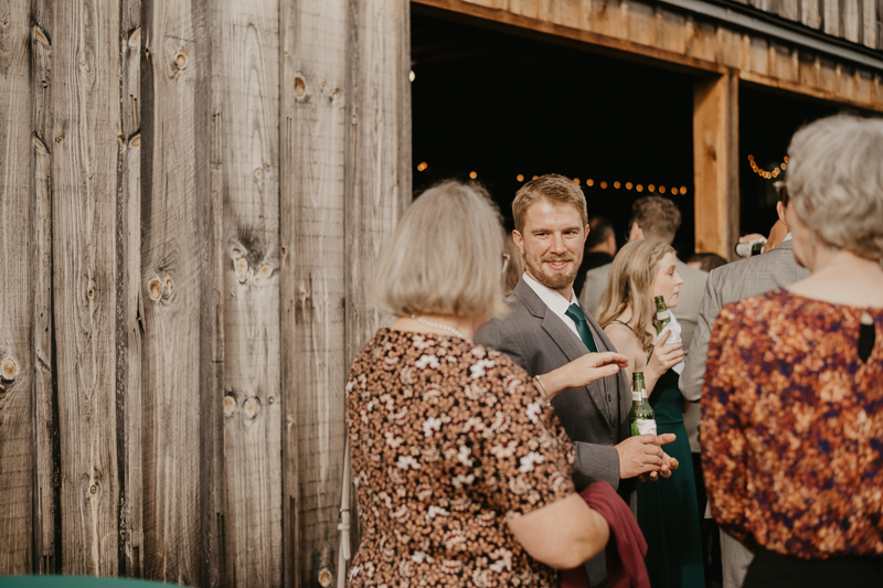 A fun evening wedding reception at the Vineyards of Mary's Meadow in Darlington, Maryland by Britney Clause Photography