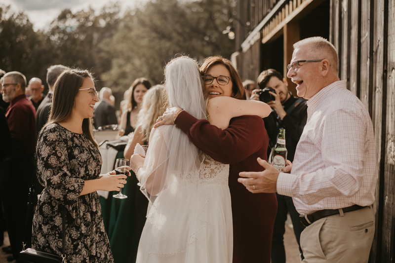 A fun evening wedding reception at the Vineyards of Mary's Meadow in Darlington, Maryland by Britney Clause Photography