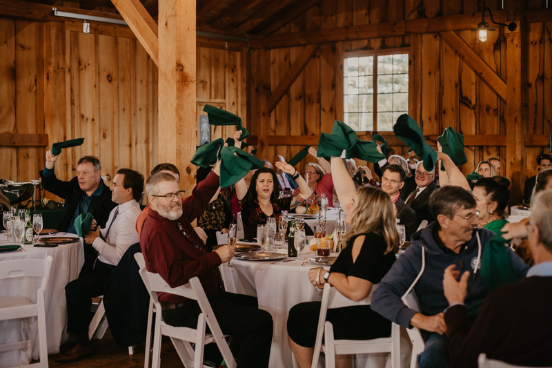 A fun evening wedding reception at the Vineyards of Mary's Meadow in Darlington, Maryland by Britney Clause Photography