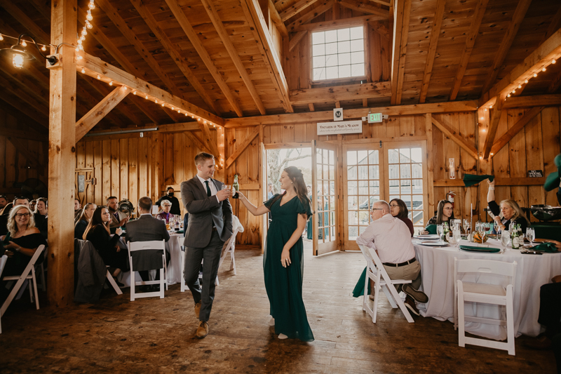 A fun evening wedding reception at the Vineyards of Mary's Meadow in Darlington, Maryland by Britney Clause Photography