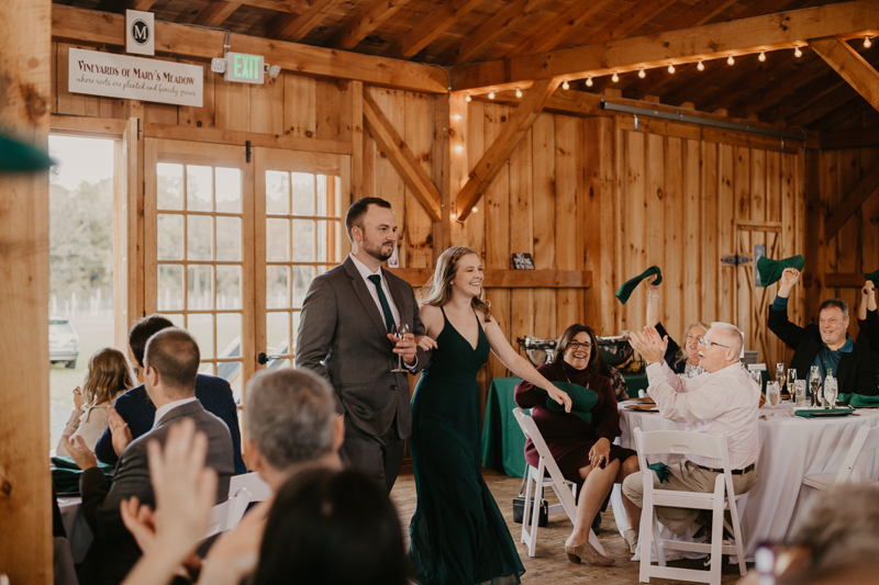 A fun evening wedding reception at the Vineyards of Mary's Meadow in Darlington, Maryland by Britney Clause Photography