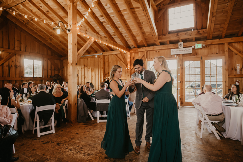 A fun evening wedding reception at the Vineyards of Mary's Meadow in Darlington, Maryland by Britney Clause Photography