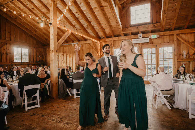 A fun evening wedding reception at the Vineyards of Mary's Meadow in Darlington, Maryland by Britney Clause Photography