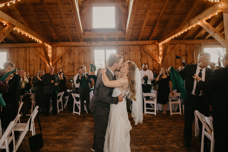 A fun evening wedding reception at the Vineyards of Mary's Meadow in Darlington, Maryland by Britney Clause Photography