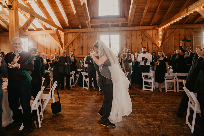 A fun evening wedding reception at the Vineyards of Mary's Meadow in Darlington, Maryland by Britney Clause Photography