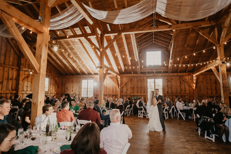 A fun evening wedding reception at the Vineyards of Mary's Meadow in Darlington, Maryland by Britney Clause Photography